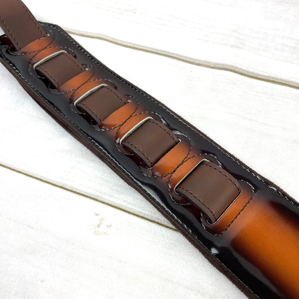 Sunburst Finish Guitar Strap with Pick Pockets & Padded Velour Back C829
