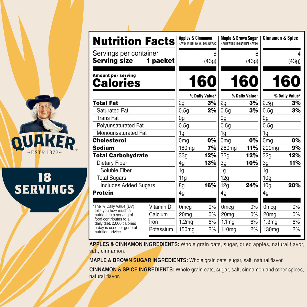 Instant Oatmeal 18 Count P7374