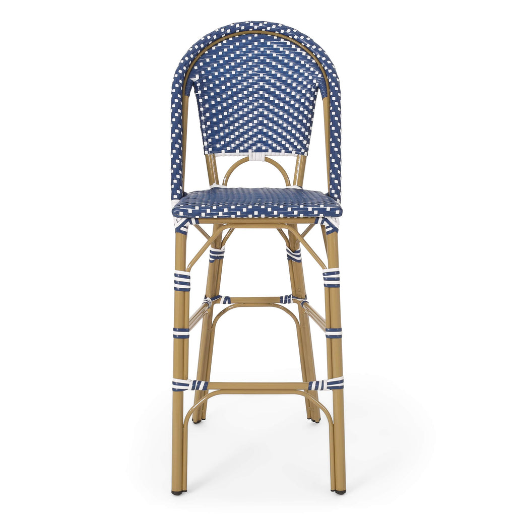 Set of 2 Teal Blue White Bar Stool with Aluminum P5747