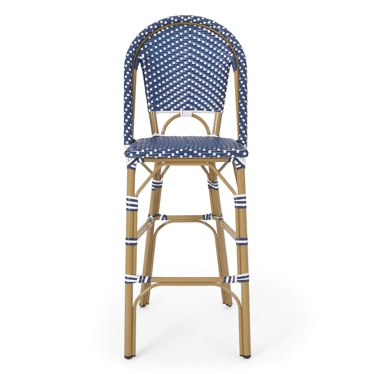 Set of 2 Teal Blue White Bar Stool with Aluminum P5747