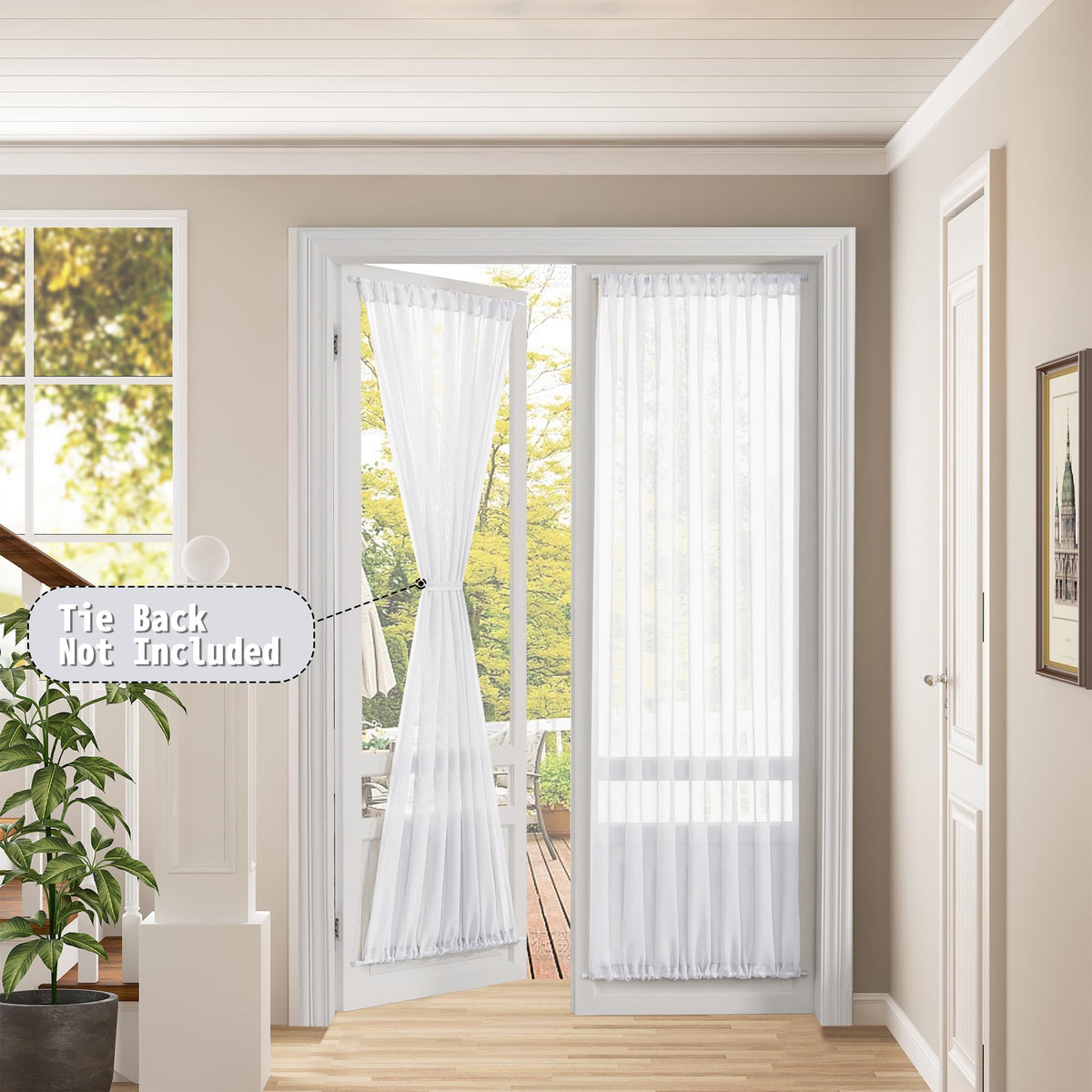 White Linen Textured Sheer Curtains, 25 x 72 Inches, 1 Panel Z450