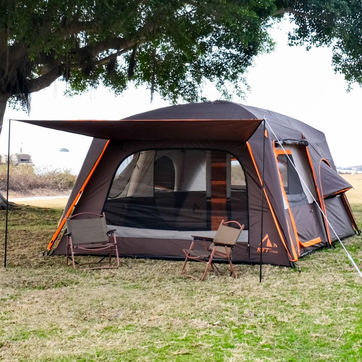 Extra Large 12 Person 2 Room 3 Door Waterproof Double Layer Cabin Tent R2819