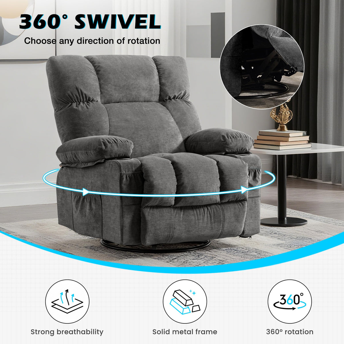Oversized Recliner Chair with Massage and Heat E1390