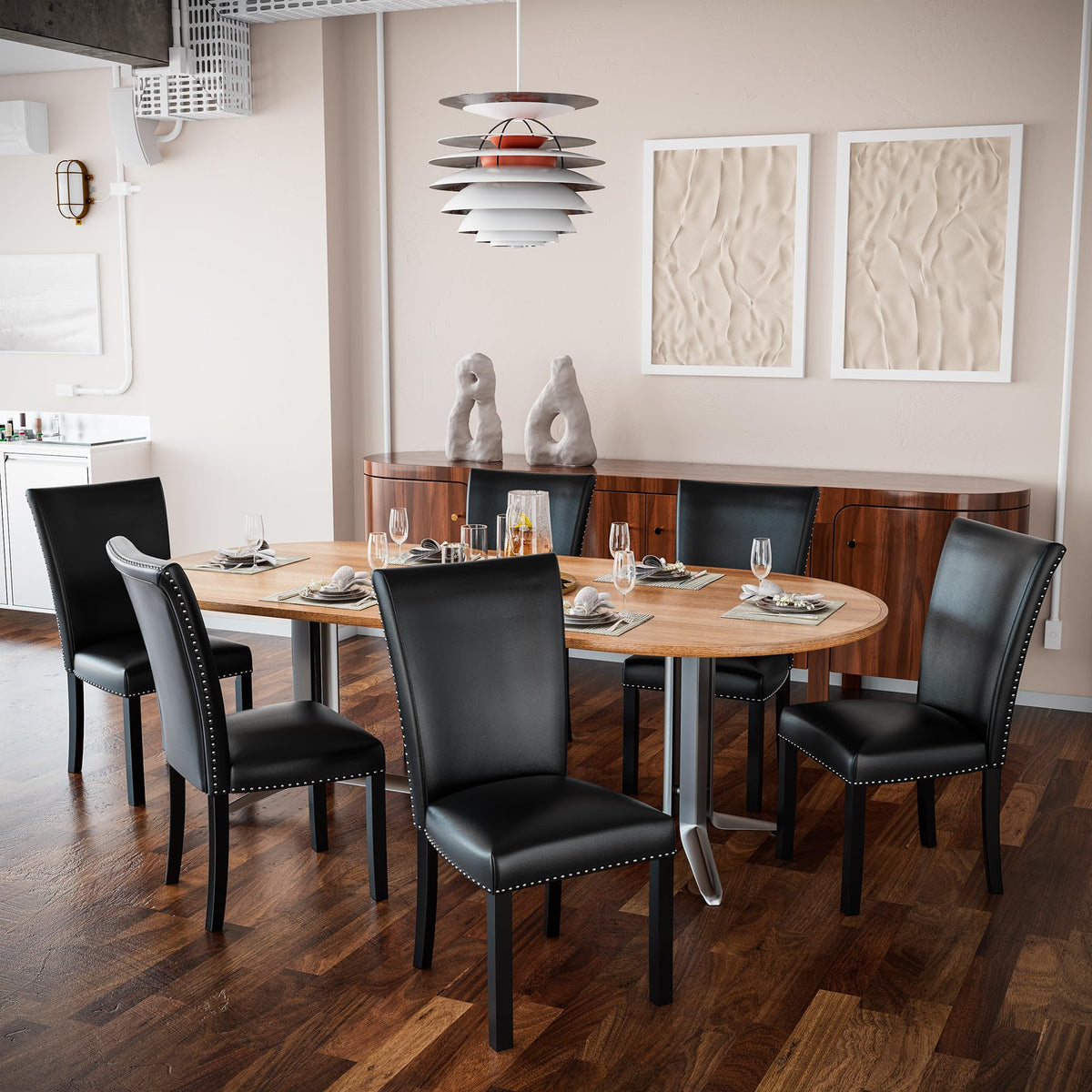 Black PU Leather Upholstered Dining Chairs Set of 2 R888034