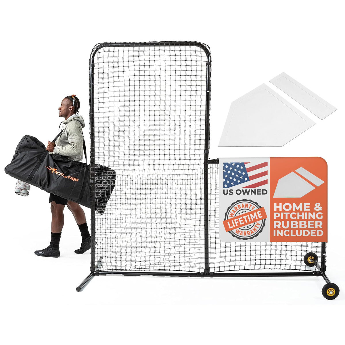 Baseball Pitching Net with Wheels 6 feet by 6 feet O788087