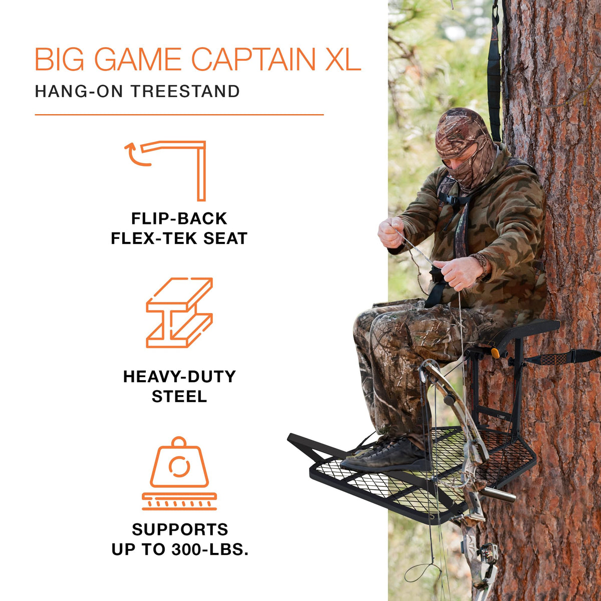 Steel Hang-On Treestand with Flip-Back Seat and Climbing Sticks Z45715