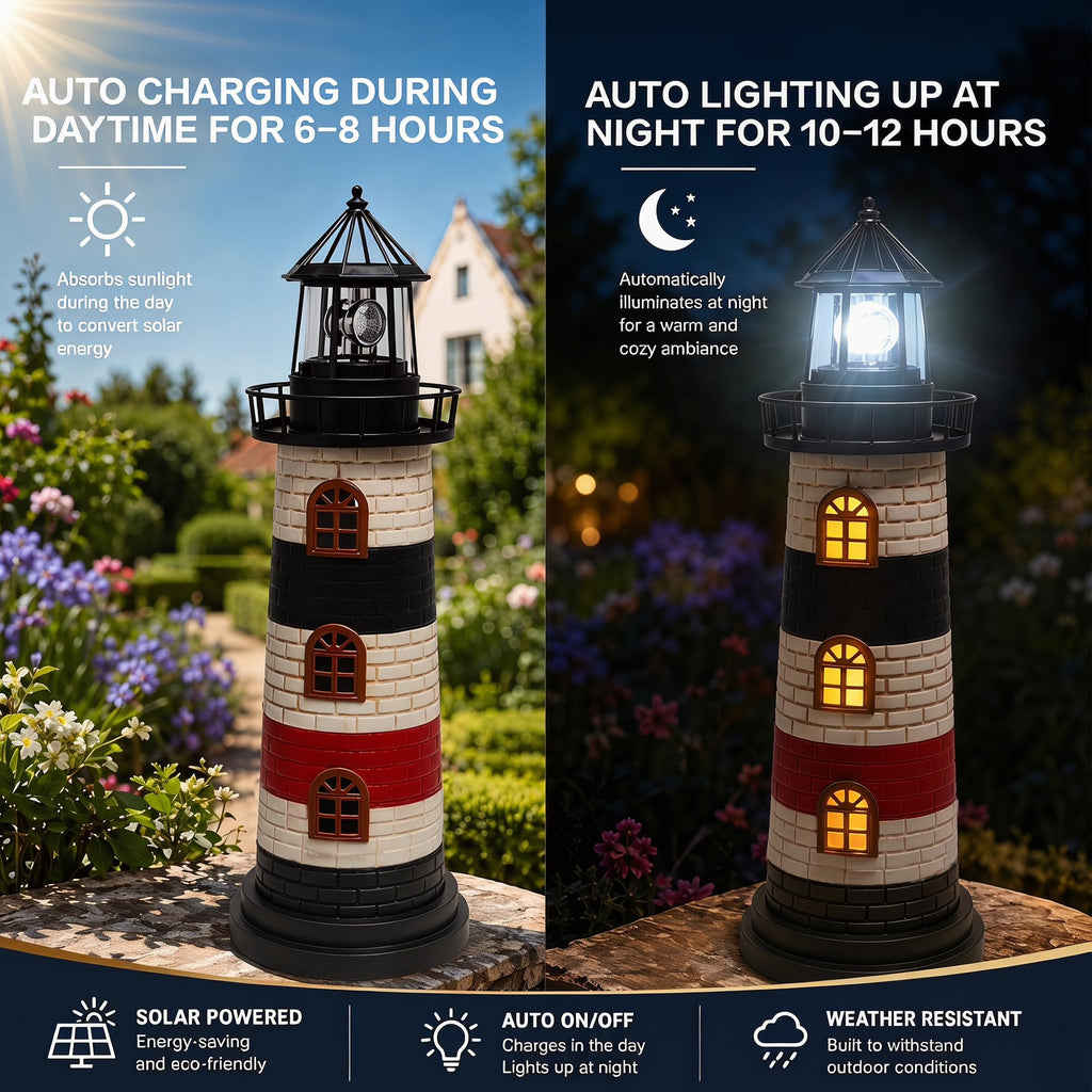 23" Solar Lighthouse Garden Statue P5773