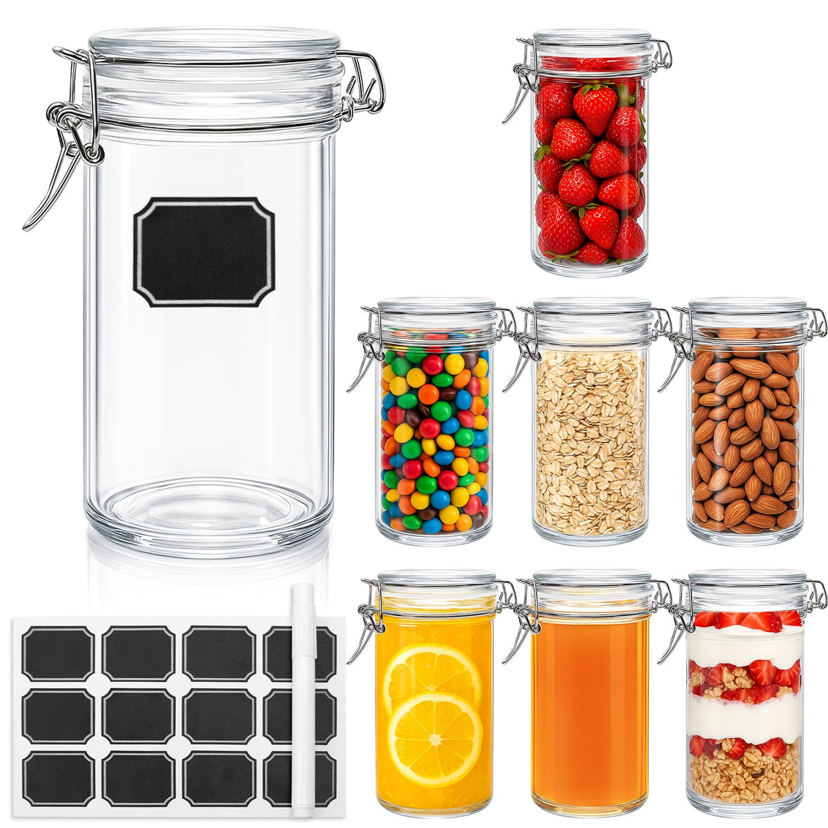 8 PCS 16 oz Glass Jars with Airtight Lid L804585