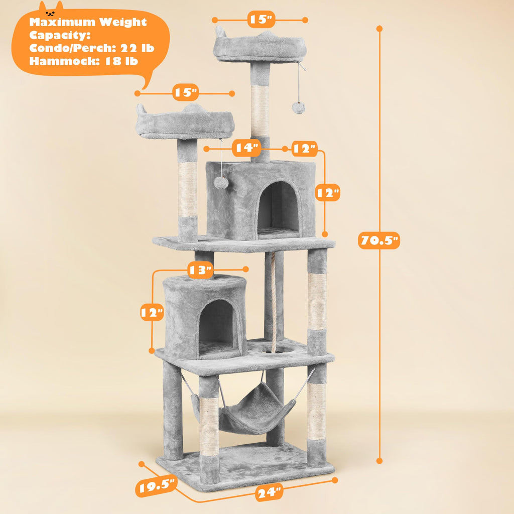 Tall Cat Tree with Condo Scratching Post D406694
