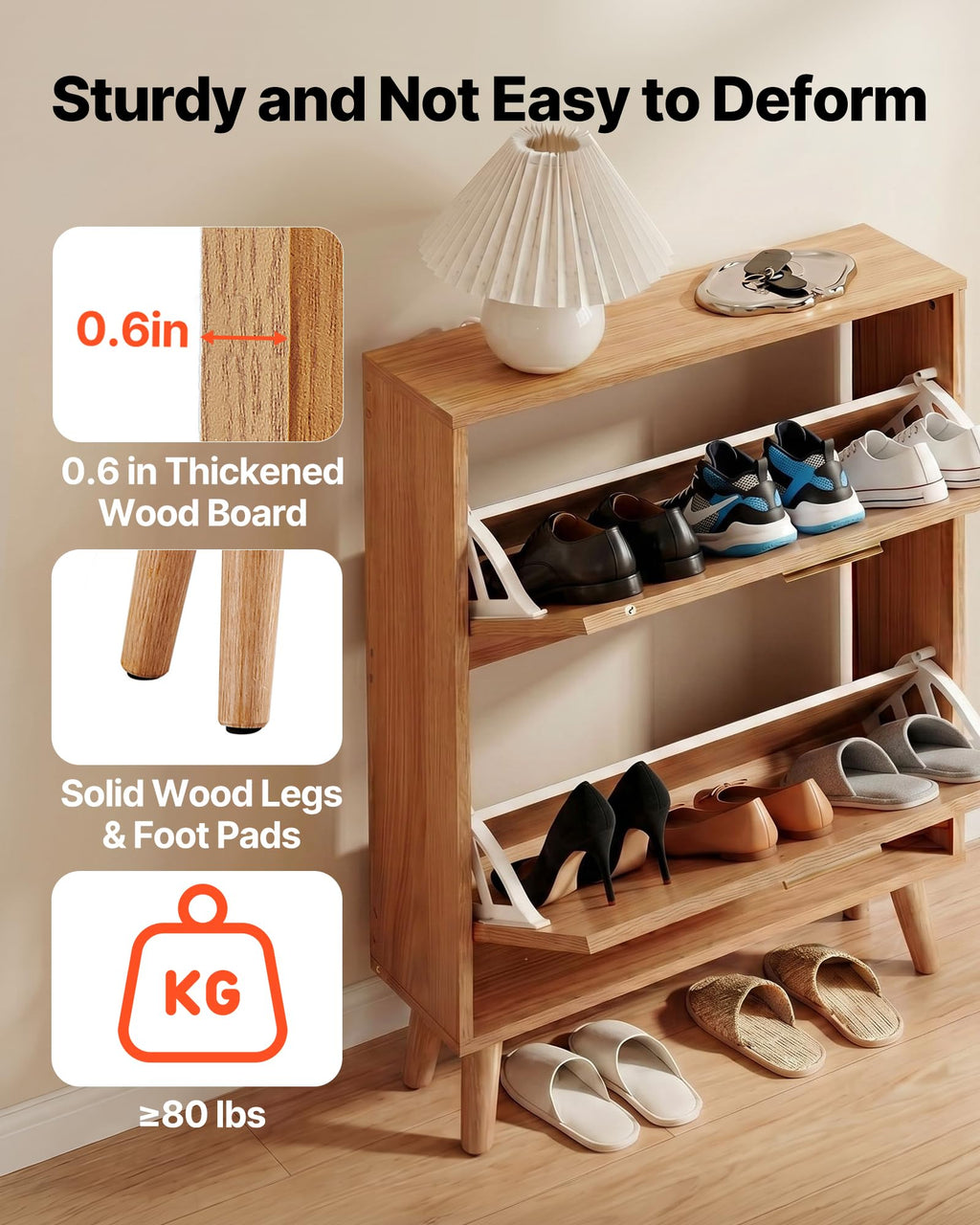 2 Flip Drawers Rattan Shoe Storage Cabinet N346703