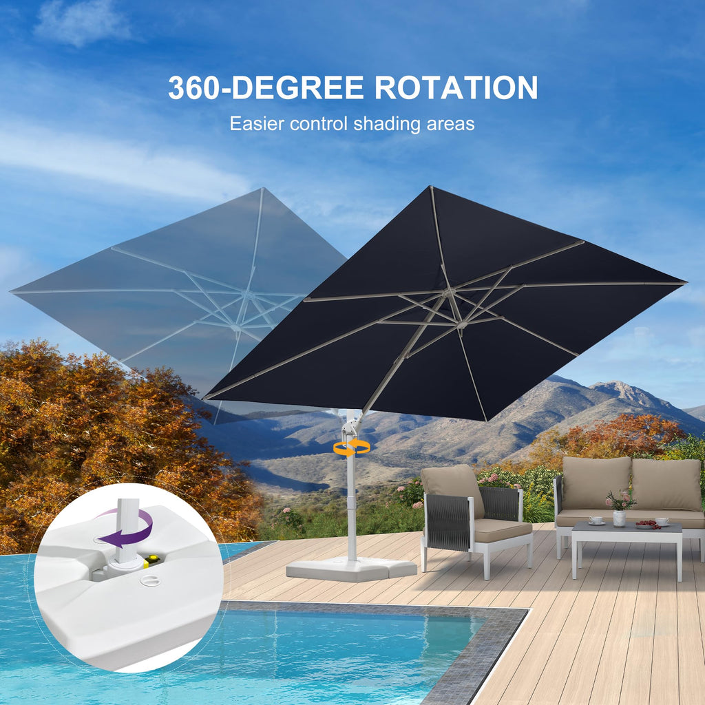 Navy Blue Aluminum Patio Umbrella with Base U36381