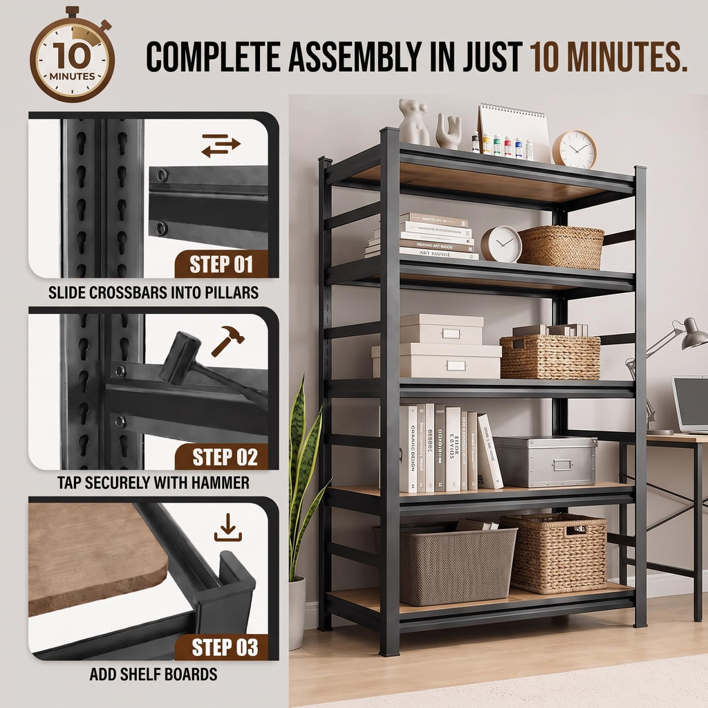 5 Tier Adjustable Wooden Bookshelf N33099