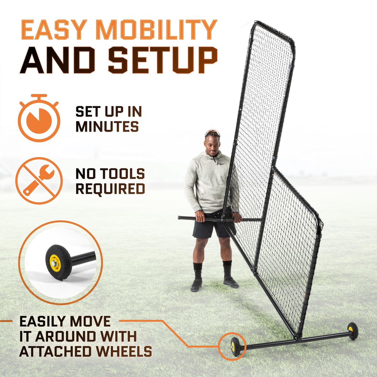 Baseball Pitching Net with Wheels 6 feet by 6 feet O788087