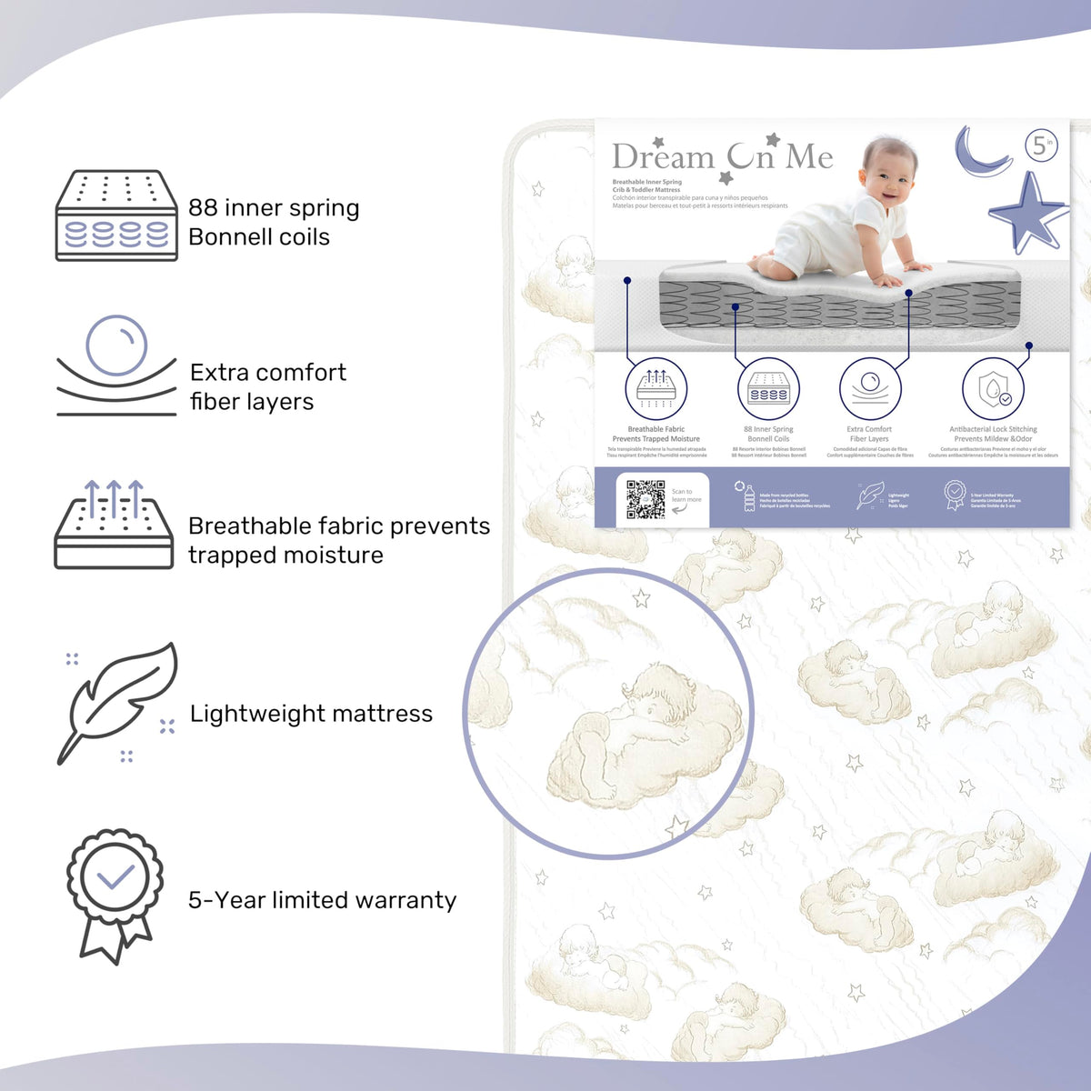 2-in-1 Breathable Spring Coil Crib & Toddler Mattress M82191