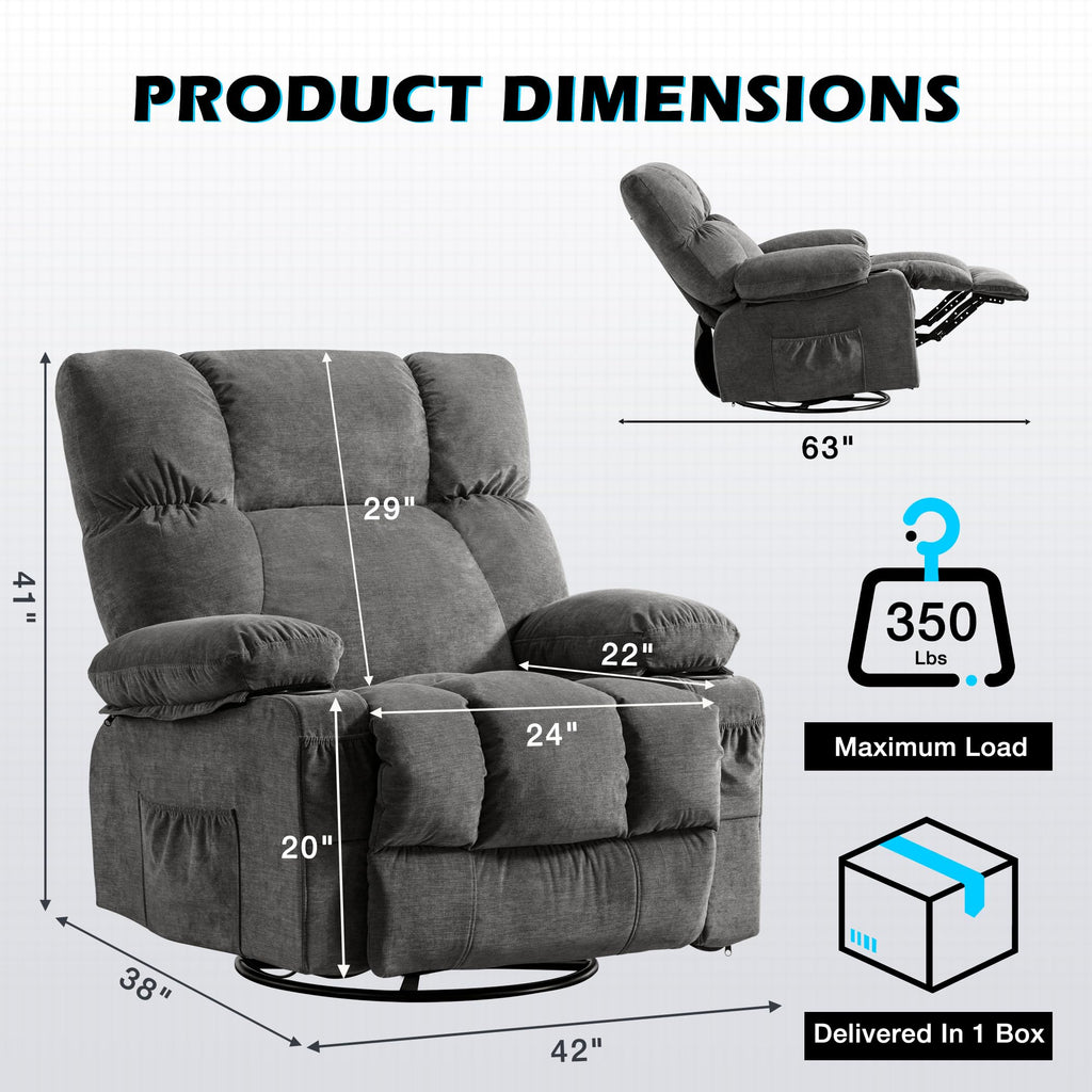Oversized Recliner Chair with Massage and Heat E1390