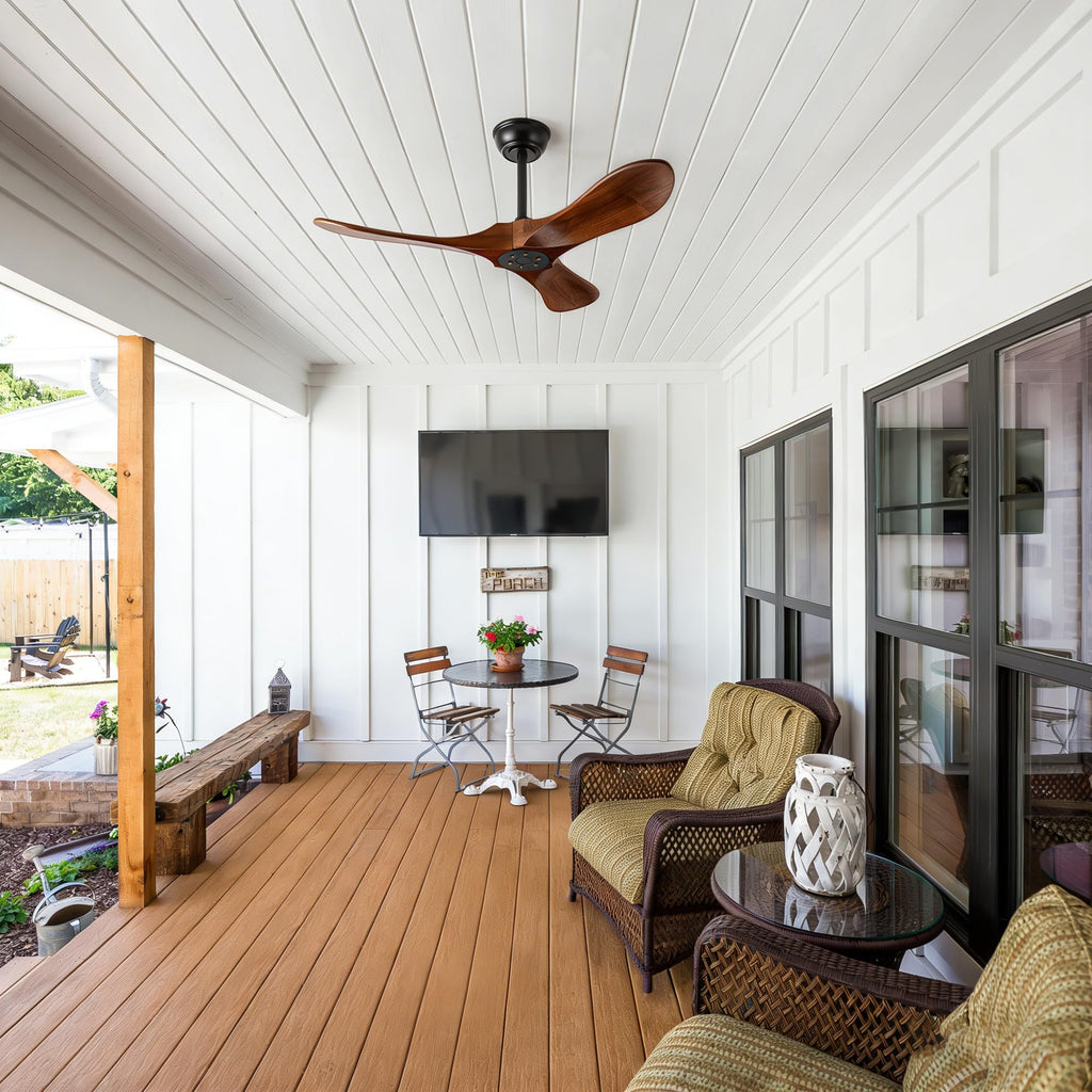 Solid Wood 3 Blade Ceiling Fan with Remote Wall Control P440