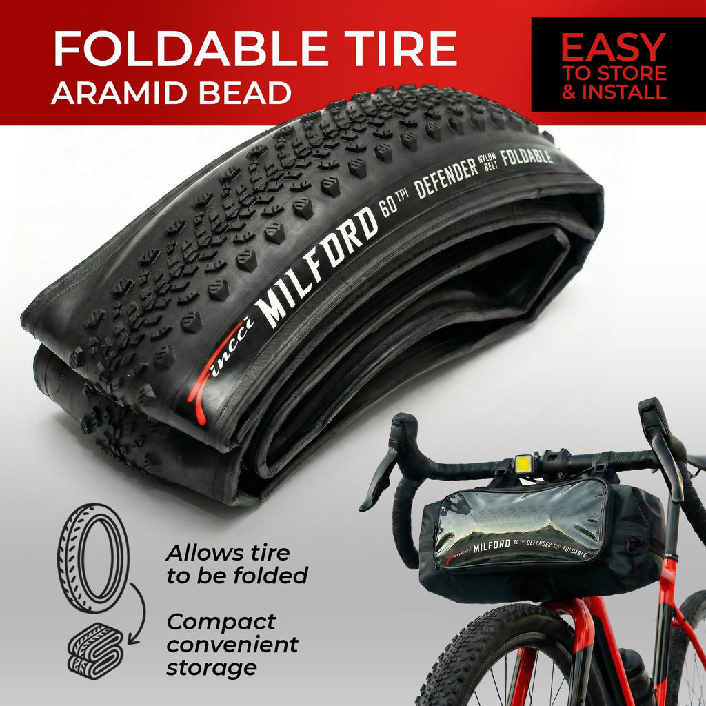700x40c Gravel Bike Tire & Tubes Schrader Foldable 28" B82785