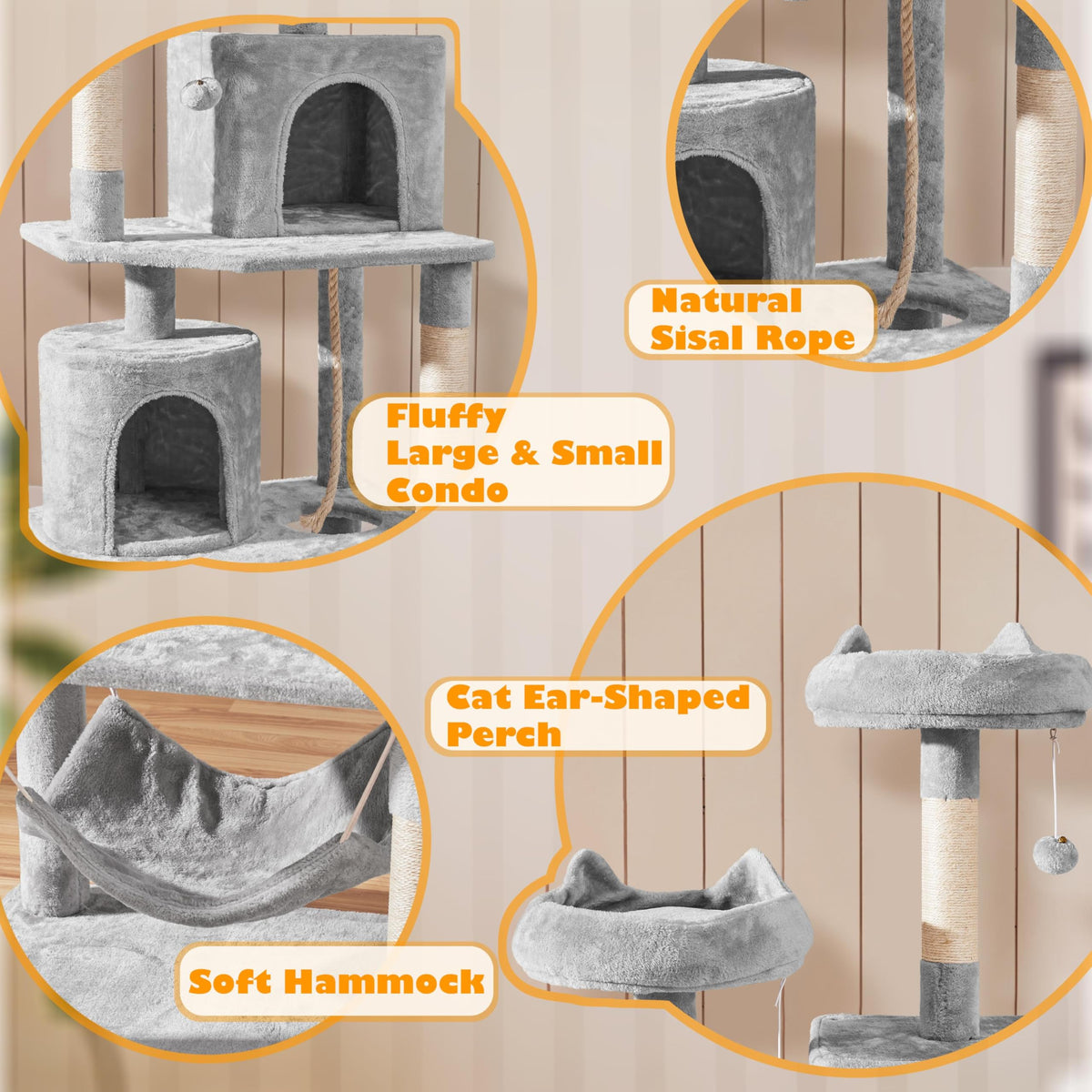 Tall Cat Tree with Condo Scratching Post D406694