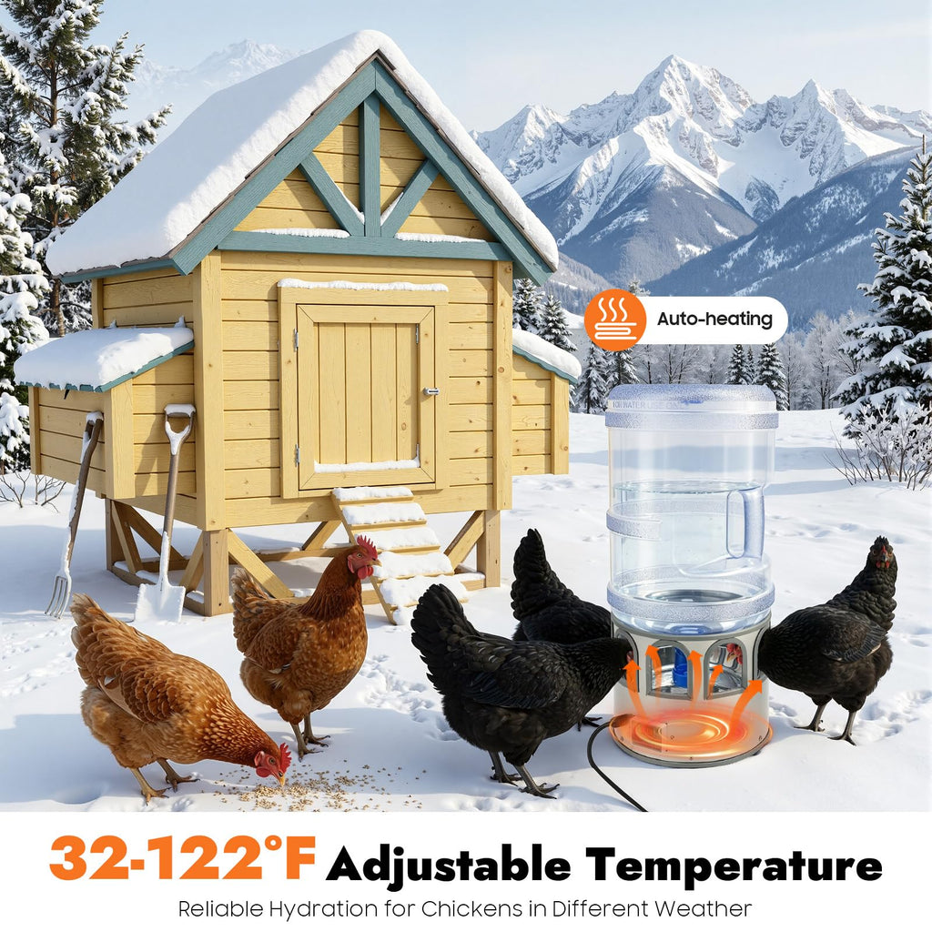 80W Heated Poultry Chicken Waterer 5 Gallon G4883