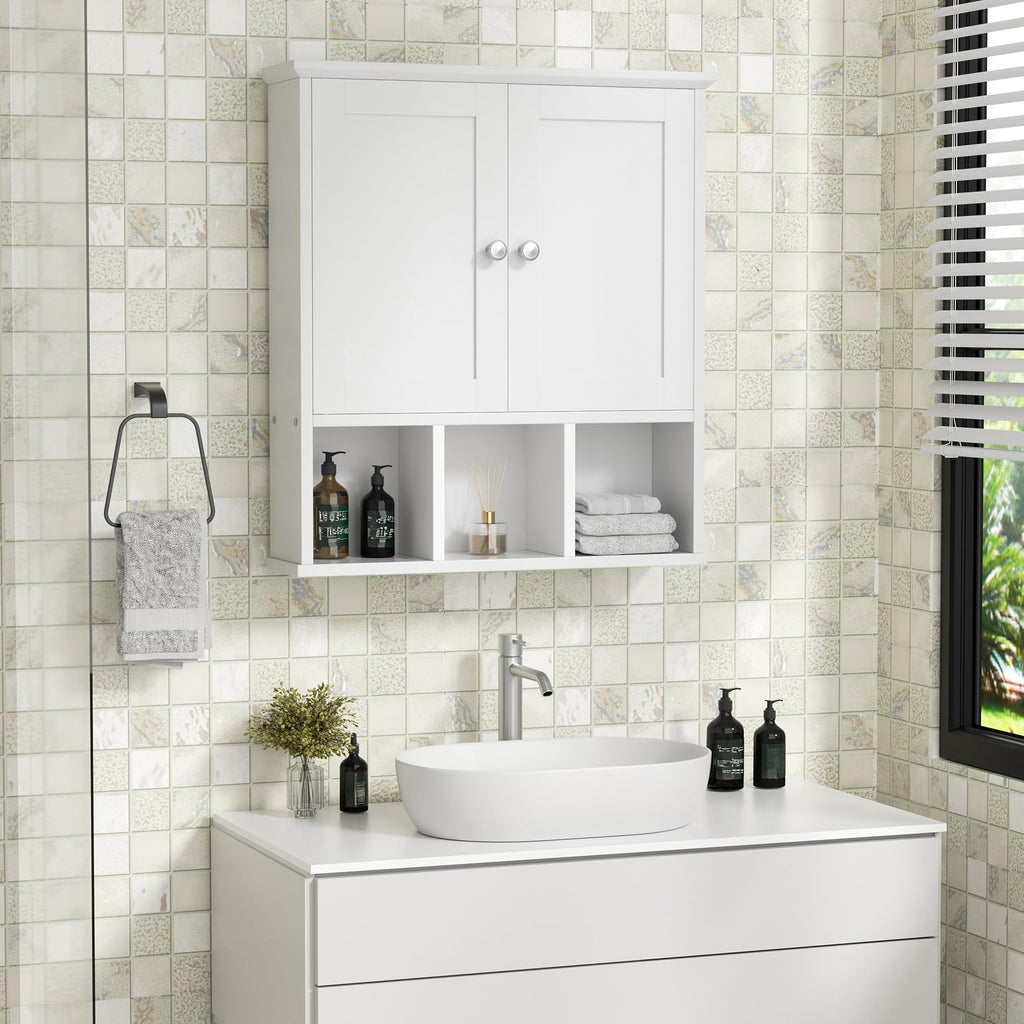 Wall Mounted White Medicine Cabinet with Adjustable Shelf E177882