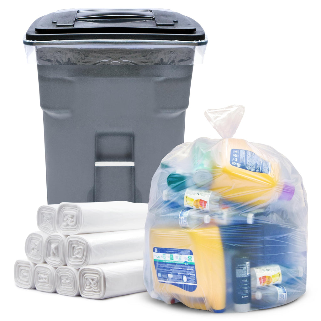 64-65 Gallon Clear Trash Bags, 120 Count Heavy Duty Garbage Bags C32966