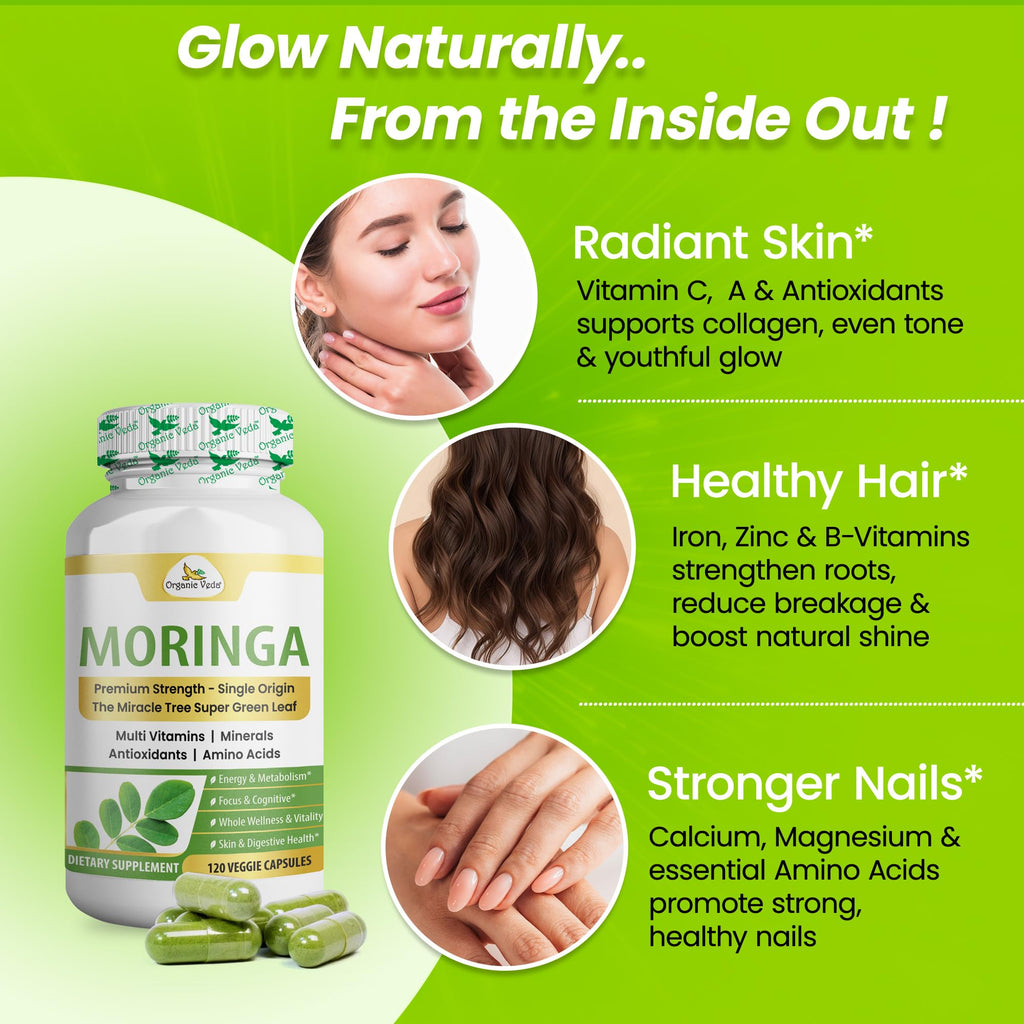 1000mg Organic Moringa Capsule 120 Vegan Capsule X720