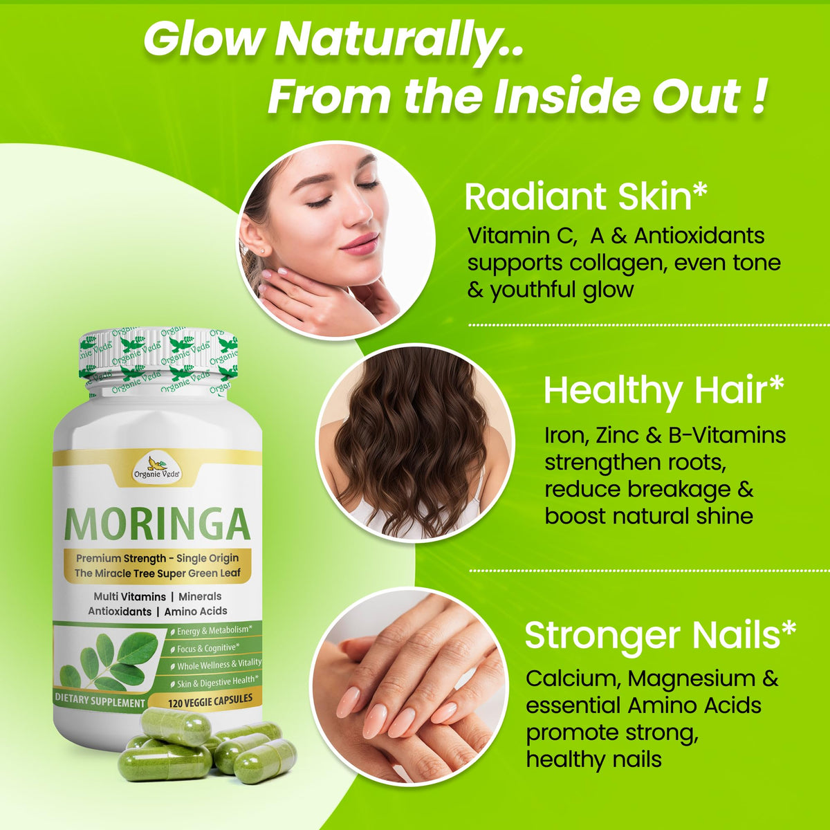 1000mg Organic Moringa Capsule 120 Vegan Capsule X720