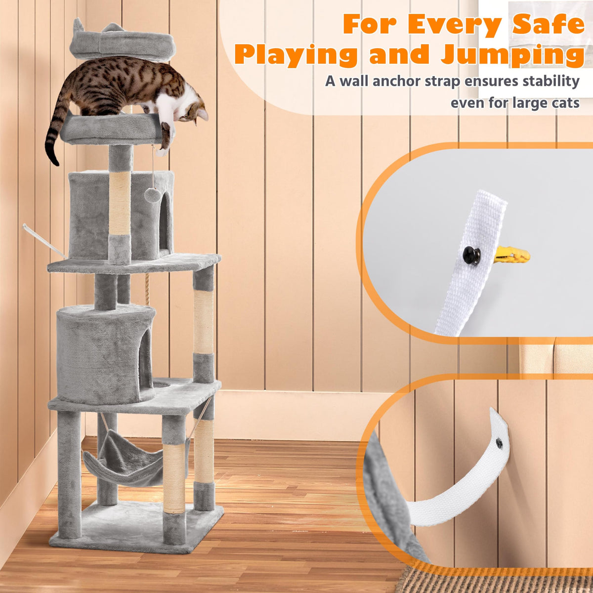 Tall Cat Tree with Condo Scratching Post D406694