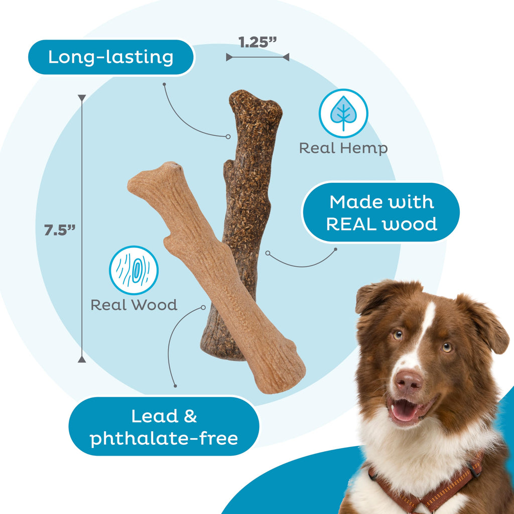 Dogwood Calming Stick Dog Chew Toy, Medium, 7.5", 2-Pack L502744