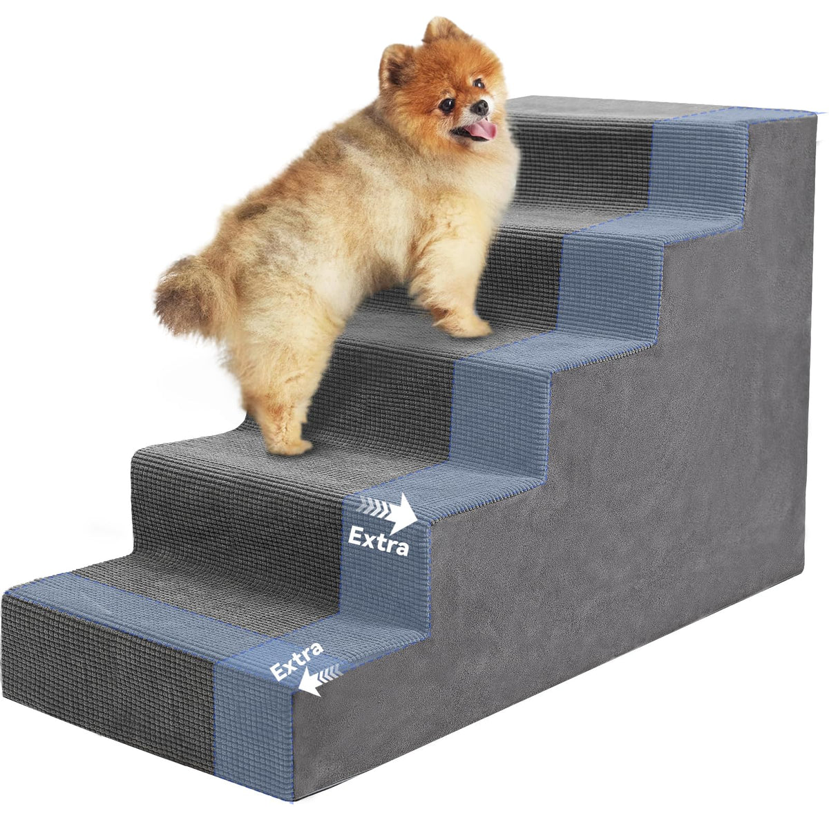 23”H Grey 5 Steps Non-Slip Foam Pet Stairs E244