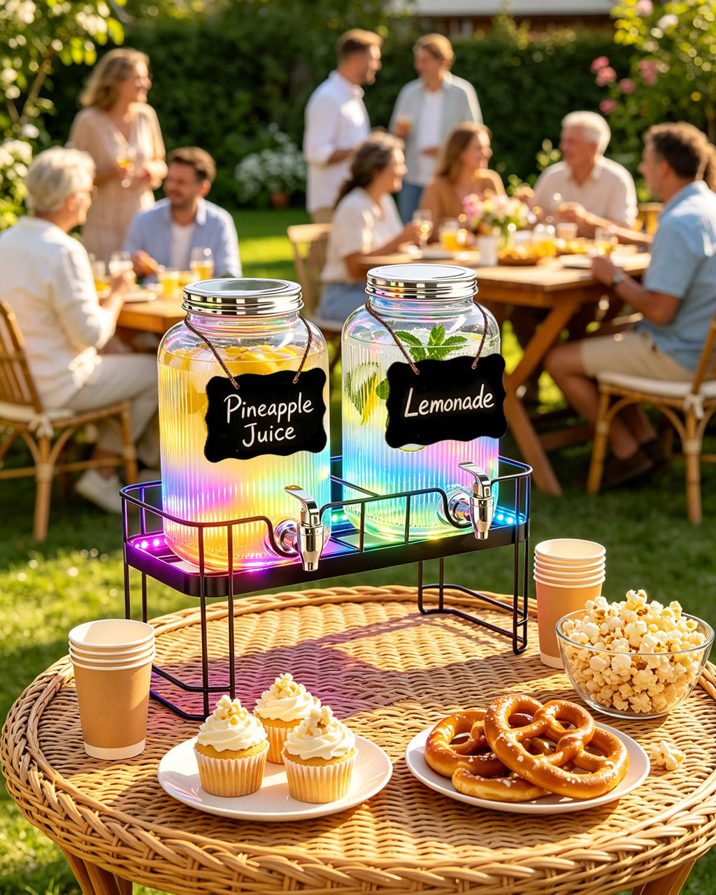 2 Pack 1 Gallon Glass Drink Dispensers with Stand O5947