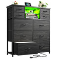 Black 10 Drawer Dresser with LED & Charging Station O944