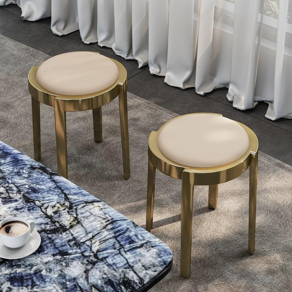 Round Stackable Stainless Steel Stools G77819
