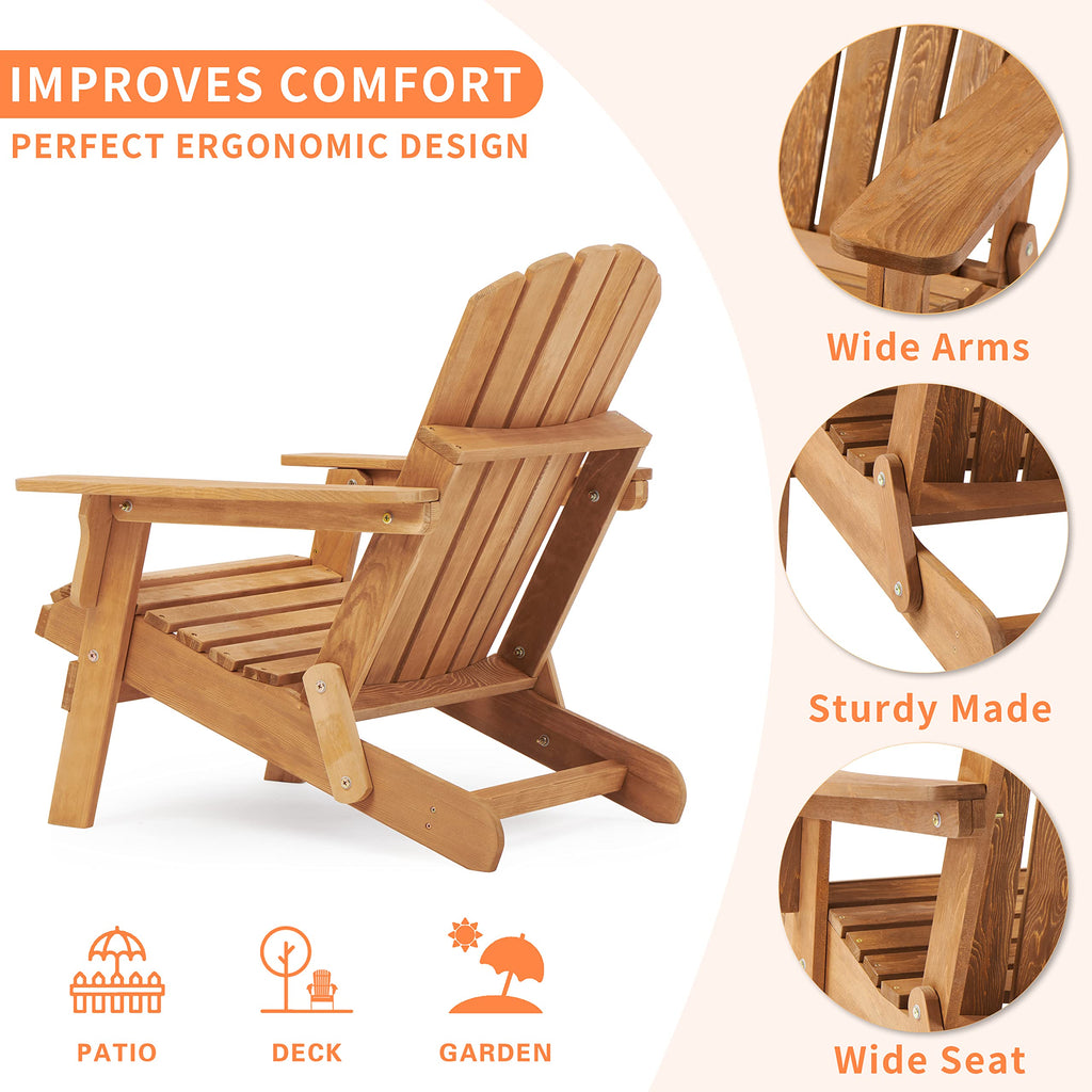 Oversize Wooden Outdoor Folding Chair Set of 2 C628
