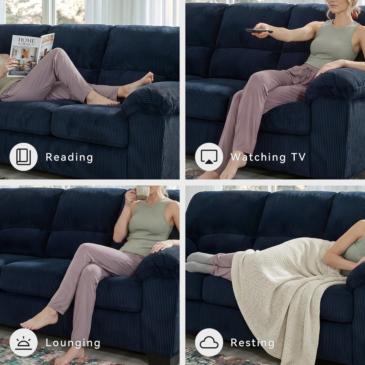 Navy Corduroy Sofa E20493