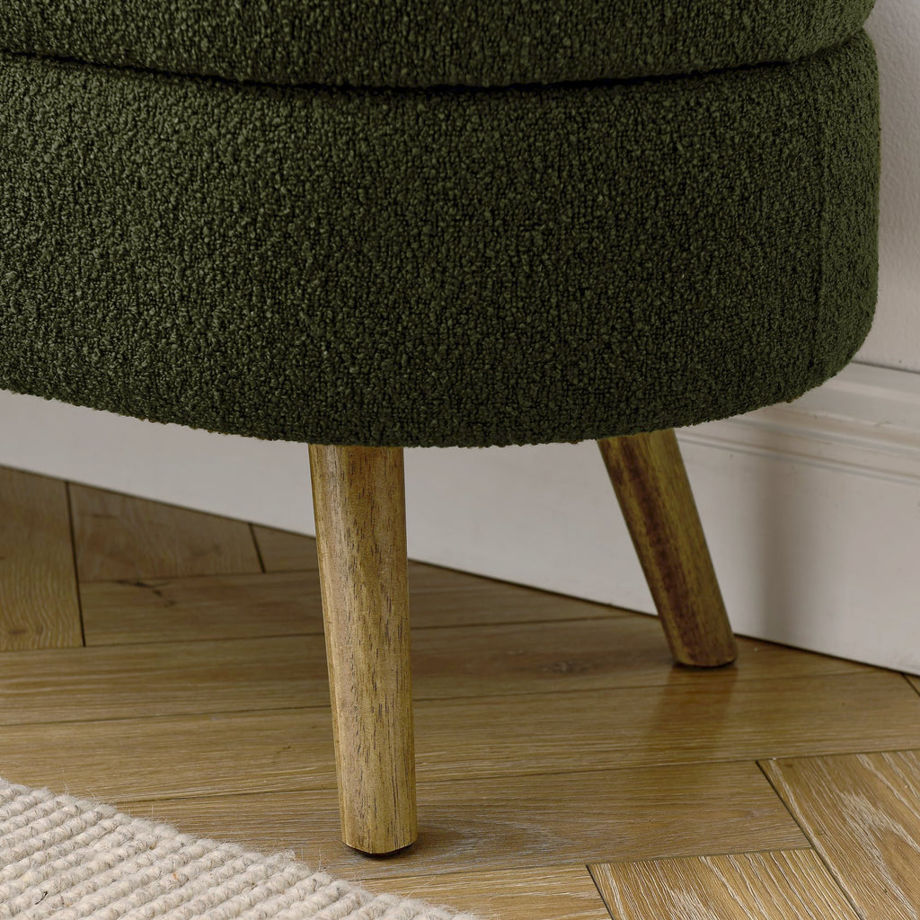 Oval Storage Bench with Rubber Wood Legs, Green V785705