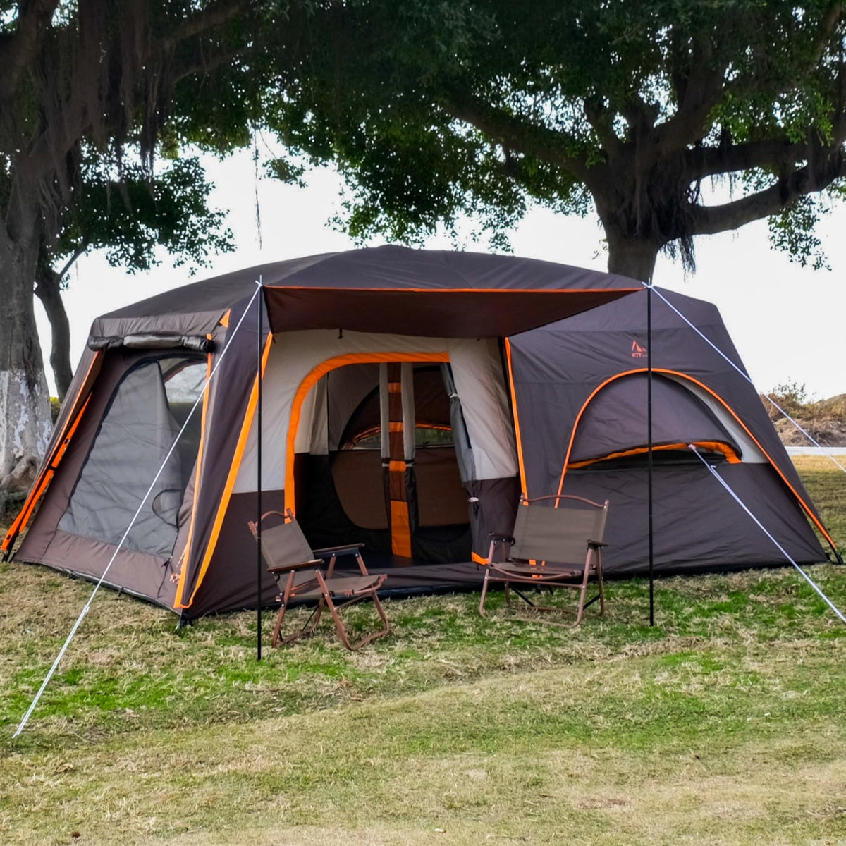 Extra Large 12 Person 2 Room 3 Door Waterproof Double Layer Cabin Tent R2819