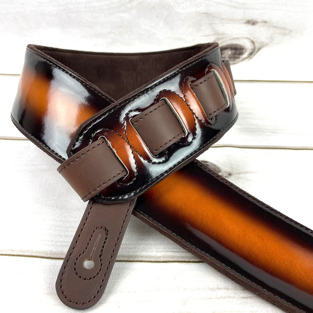 Sunburst Finish Guitar Strap with Pick Pockets & Padded Velour Back C829