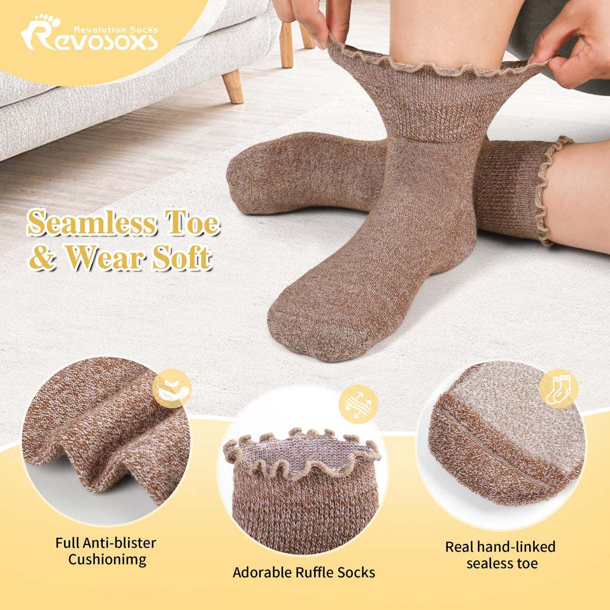 6 Pairs Non Binding Wide Seamless Diabetic Ankle Socks H1513