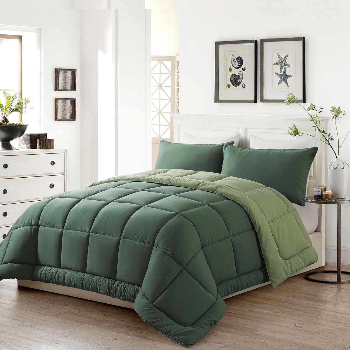 King Size Green Comforter Set with 2 Pillow Cases U55510
