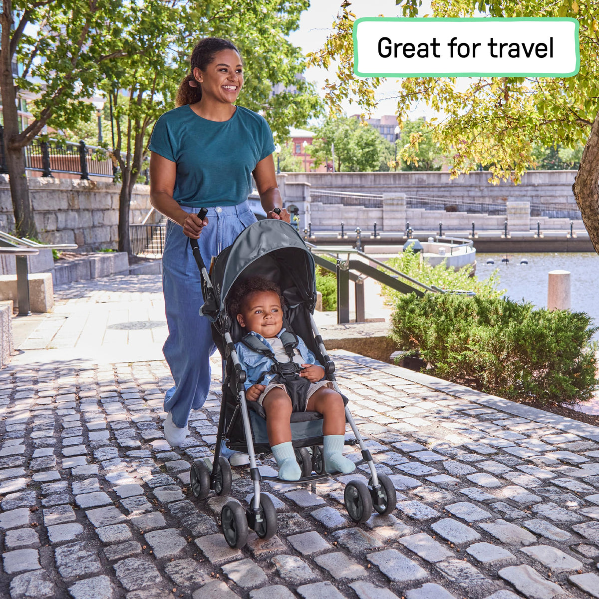 Lightweight Compact Fold Stroller with Canopy and Recline, Slate Grey K721629
