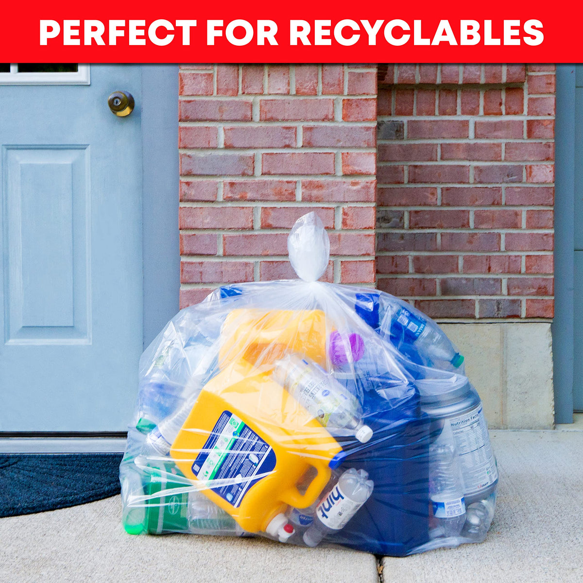64-65 Gallon Clear Trash Bags, 120 Count Heavy Duty Garbage Bags C32966