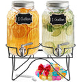 2 Gallon Glass Drink Dispensers with Stand, 2 Pack V241