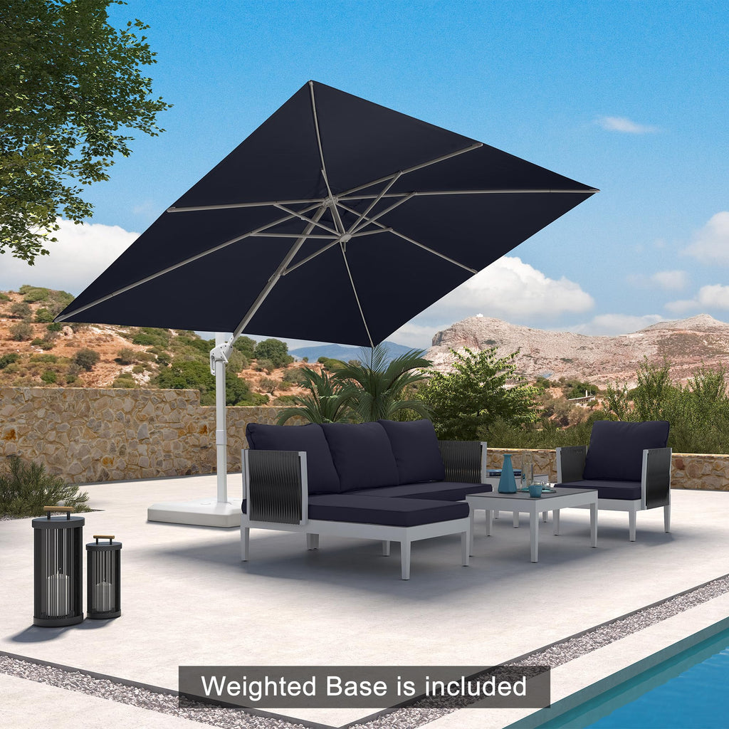 Navy Blue Aluminum Patio Umbrella with Base U36381