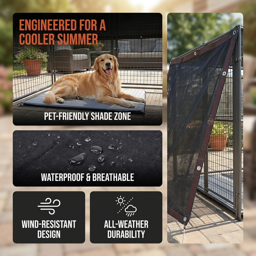 Outdoor Dog Kennel Cover 95% Shade Cloth Waterproof 10x10ft P72369