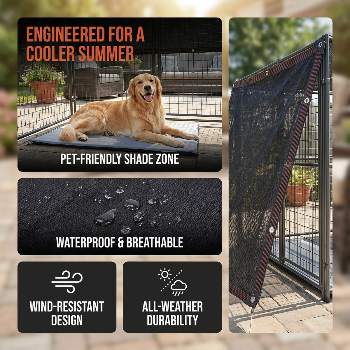 Outdoor Dog Kennel Cover 95% Shade Cloth Waterproof 10x10ft P72369