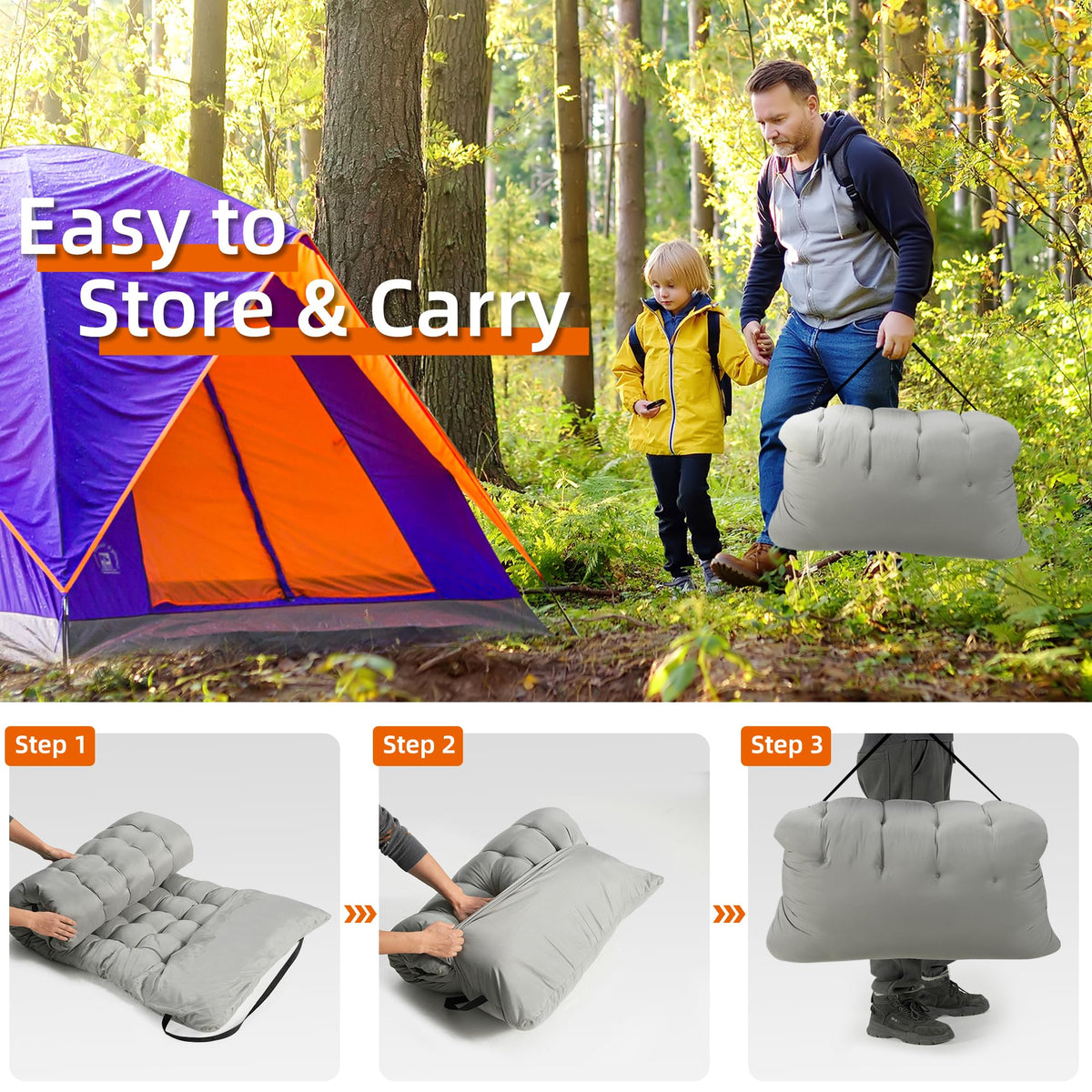 Portable Camping Cot Extra Wide with Thick Mattress Grey H75617