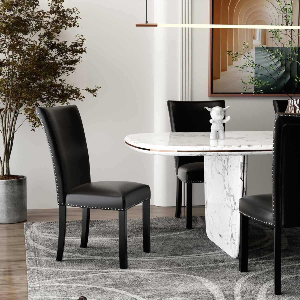 Black PU Leather Upholstered Dining Chairs Set of 2 R888034