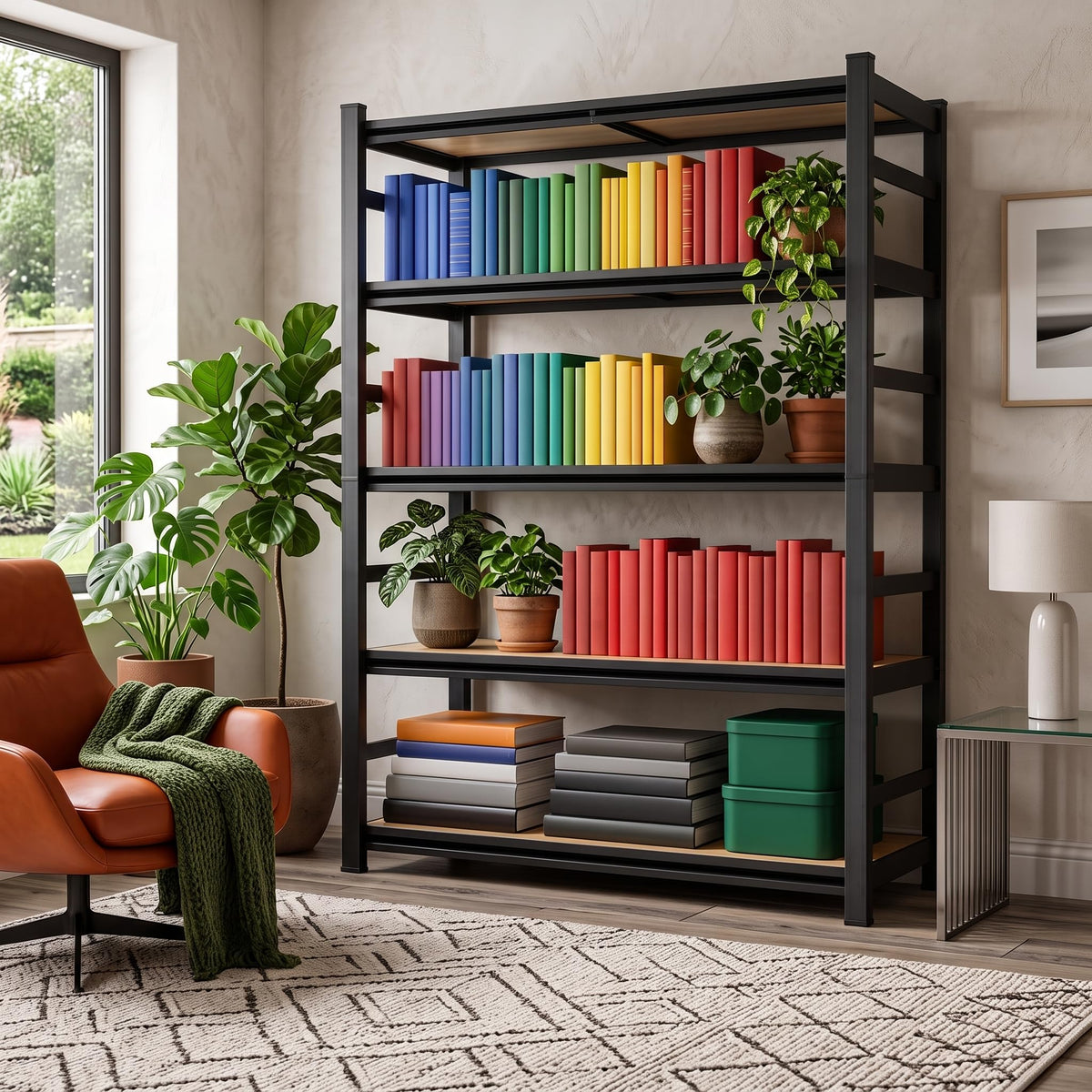 5 Tier Adjustable Wooden Bookshelf N33099