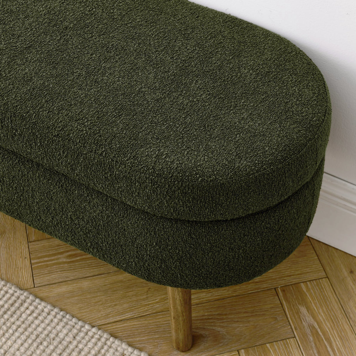 Oval Storage Bench with Rubber Wood Legs, Green V785705
